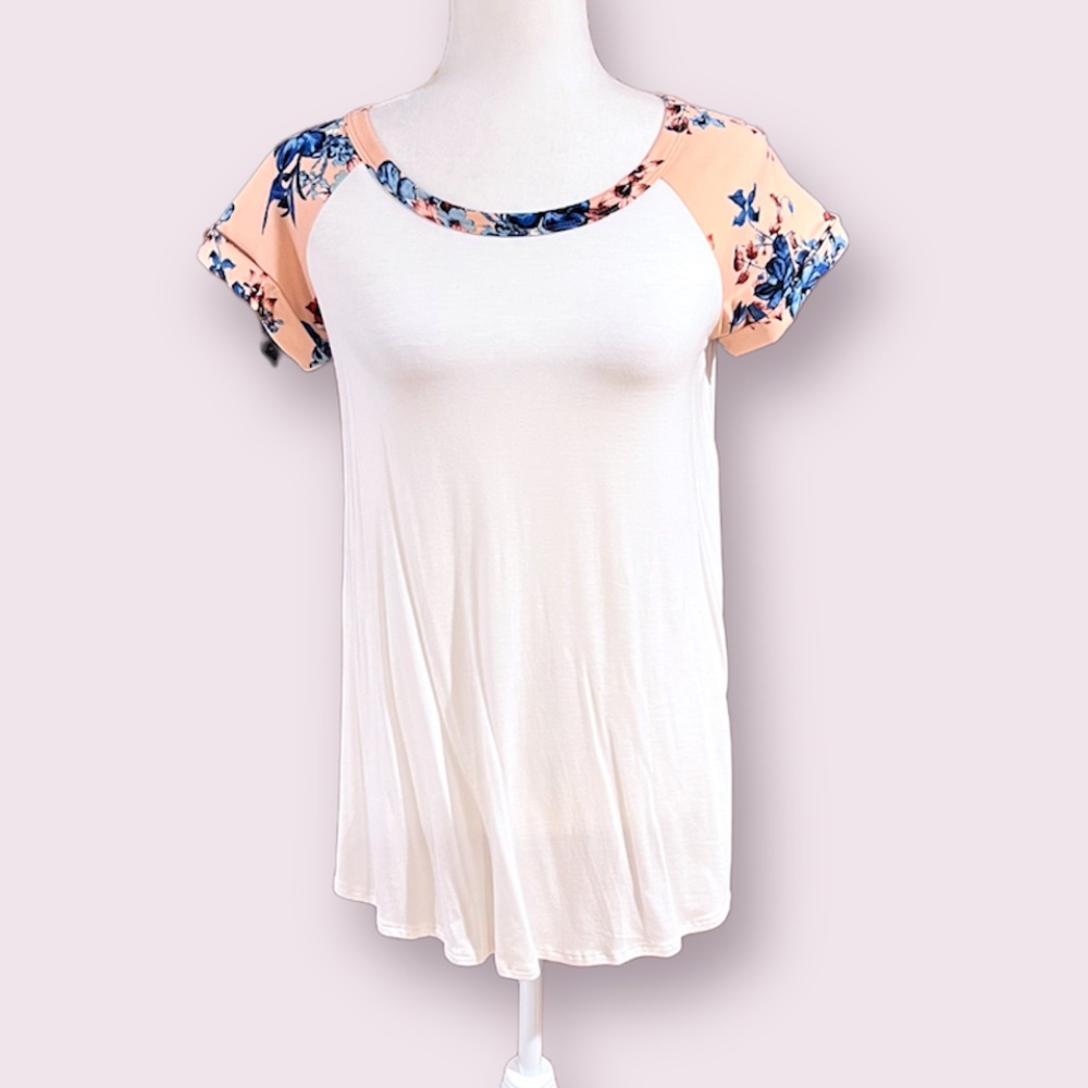 Pinkblush Pink Floral Print Sleeve T-Shirt